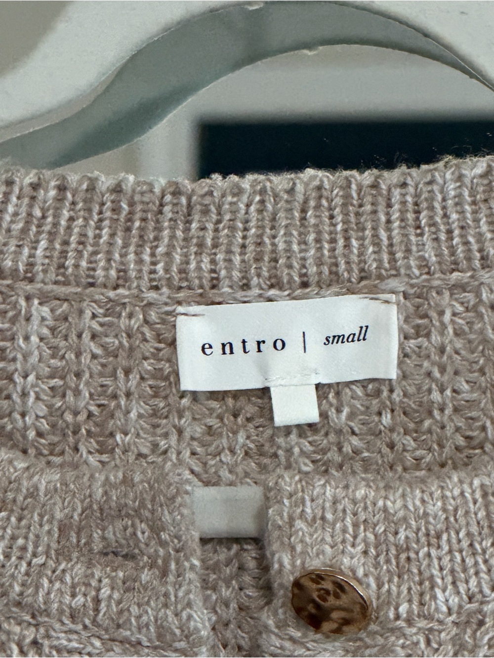 entro Neutral Taupe Chunky Knit Cardigan - Picture 2 of 4